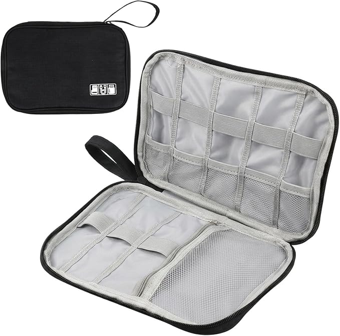 Electronics Organizer Travel Case with 6 Cable Ties, Travel Cord Organizer, Portable Waterproof Cable Organizers Storage Bag Charger Cord Organizers for Charger Phone Earphone Electronic