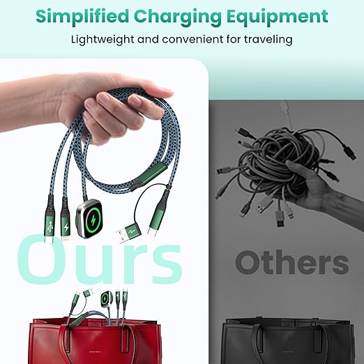 2026 Travel Essentials for Apple Watch Charger, Cruise Vacation Camping Essentials, 3 in 2 Charging Cable for Multiple Devices, iWatch Charger/Type-C/L Cord for iWatch 11-2/iPhone 17-11/Car, 5FT