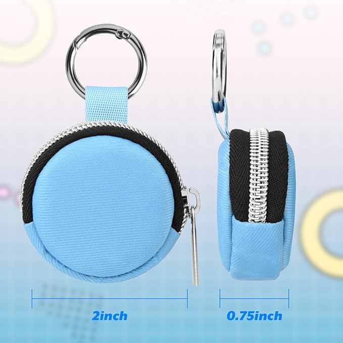 Homakover Portable Ring Organizer Case with Keychain, Traveling Ring Holder Storage Bag, Anti-Lost Keychain Container for Smart Rings, Jewelry (2, Light Blue)