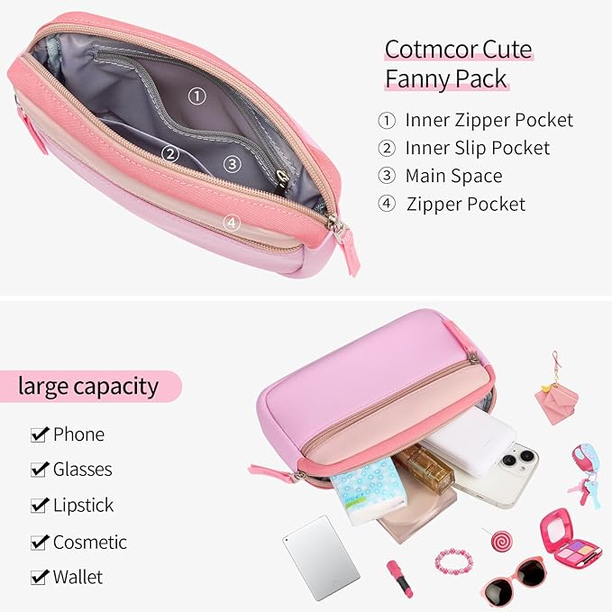 Fanny Pack Birthday Graduation Gifts for 7 8 9 10 11 12 13 Year Old Teen Girls Her Kids, Preppy Cute Trendy Stuff Colorblock Crossbody Bag Adjustable Belt Bags for Travel Essentials