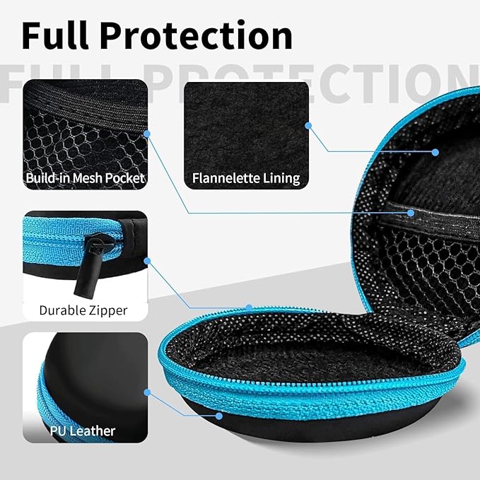 for Earphone Carry Case, 2-Pack Small Round Pocket Earbud Travel Carrying Case with Zipper for Smartphone Earphone, Wireless Headset, USB Cable, SD Cards Storage Bags, Masks and More