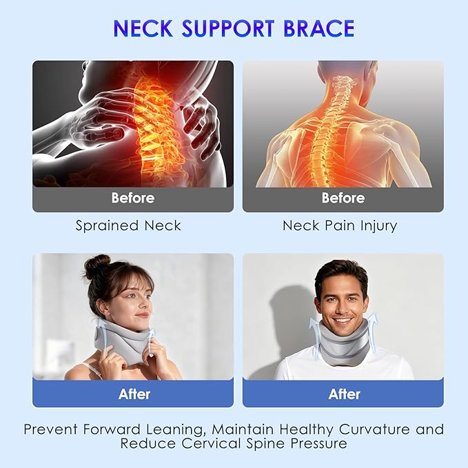 babaka Neck Brace for Neck Pain and Support, Soft Neck Brace Cervical Collar for Women & Men, Neck Support with Support Pad for Sleeping, Relieves Pain and Spine Pressure (S(9.8"-13.8"))