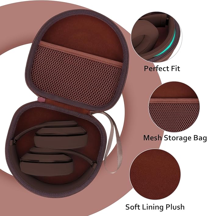 Headphone Headset Case for Beats Studio Pro Solo 4/JLab JBuds Lux ANC/JBL/TOZO/BERIBES/Picun/KVIDIO Noise Cancelling Over-Ear Foldable Headphone, Brown