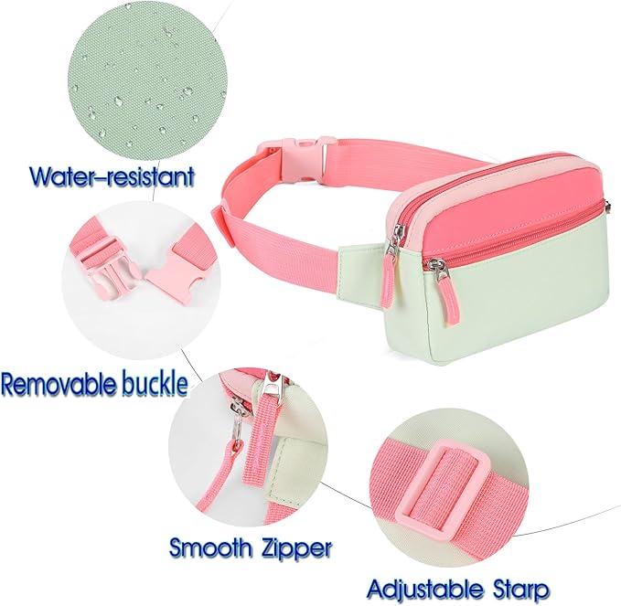 Fanny Pack Birthday Graduation Gifts for 7 8 9 10 11 12 13 Year Old Teen Girls Her Kids, Preppy Cute Trendy Stuff Colorblock Crossbody Bag Adjustable Belt Bags for Travel Essentials