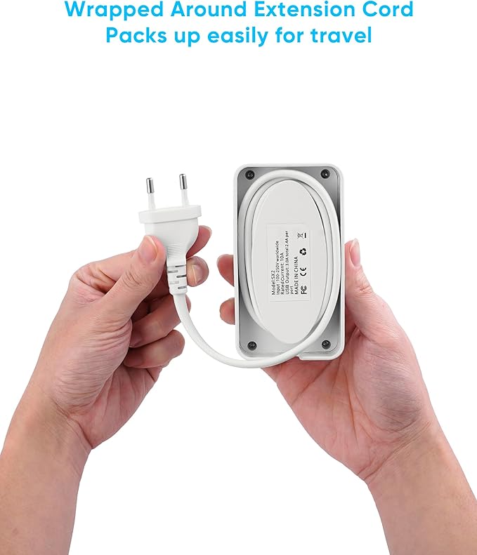 Kakyanill Italy Travel Plug Adapter, Italy Power Adapter, 6 AC Outlets, 4 USB Ports (2 USB C), 3ft Wrapped Around Extension Cord, for Italy Chile Libya
