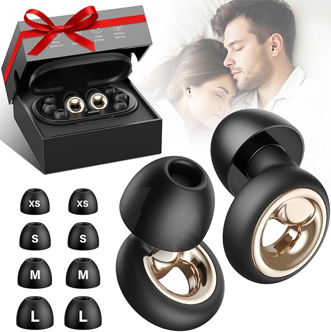 Ear Plugs for Sleeping Noise Cancelling, Soft Ear Plugs for Concert, 45dB Reusable for Noise Reduction with 8 Ear Tips, Silicone Hearing Protection Earplugs for Sleep, Work(Graphite)