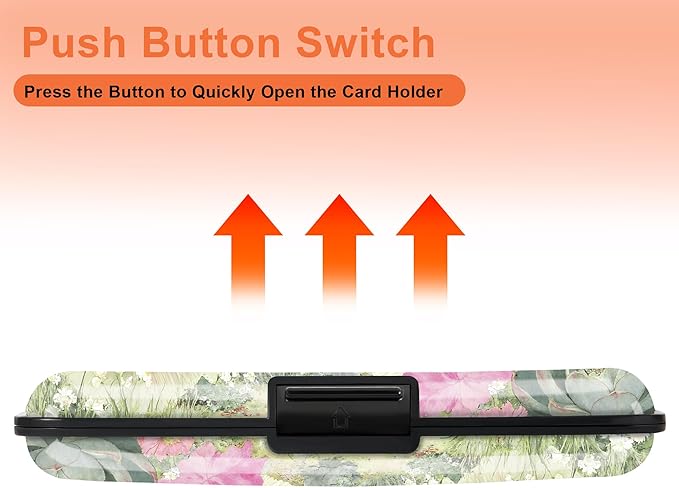 Mayski 2 Pack Credit Card Holder for Women, RFID Blocking, Pink Flower Aluminum Alloy Hard Case, Small Mini Business Metal Wallet for Men