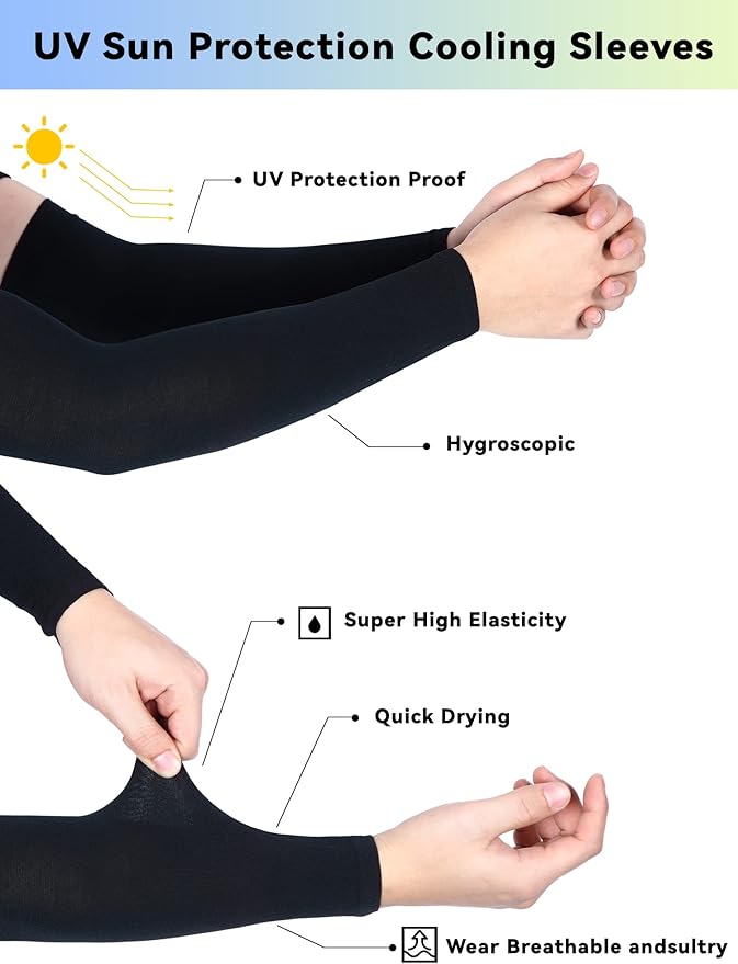 Boao 10 Pairs UV Arm Sleeve for Men Women Cooling Tattoo Cover up Compression Sun Protection Sleeves for Outdoor Activities