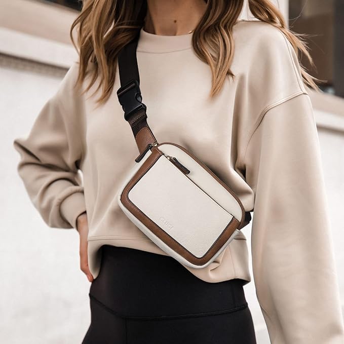 CLUCI Fanny Packs for Women Cross body, Belt Bag for Women, Mini Everywhere Crossbody Waist Bag Adjustable Strap, Vegan Leather Women's Fanny Pack