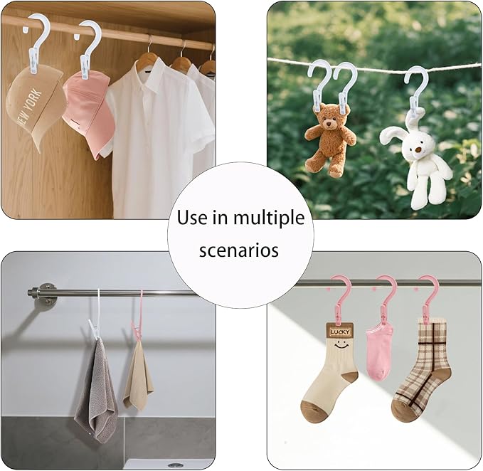 Andiker 4pcs Laundry Hooks with Clips, 5.2" Super Strong Clamping Plastic Single Clip Hangers Portable Travel Hangers with Clips to Hang Socks Towels Boots and Dry Wet Clothes (Orange)