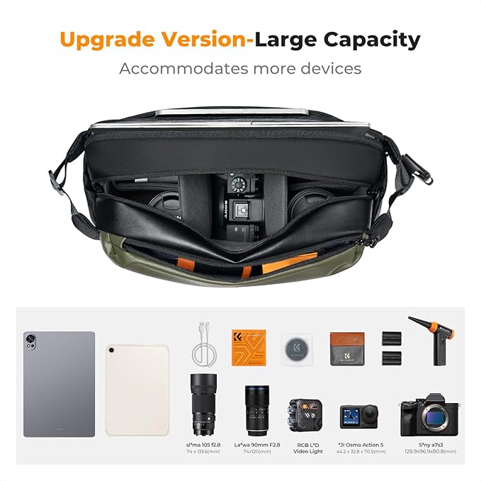 K&F CONCEPT Camera Sling Bag Crossbody Bag Waterproof Camera Shoulder Backpack DSLR/SLR/Mirrorless Camera Case