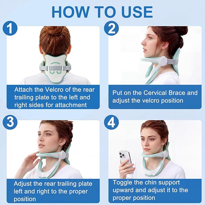 Neck Brace for Neck Pain and Support, 360°Adjustable Cervical Collar for Home Use, Neck Hump Corrector Neck Decompression Devices for Forward Head Neck Posture Corrector