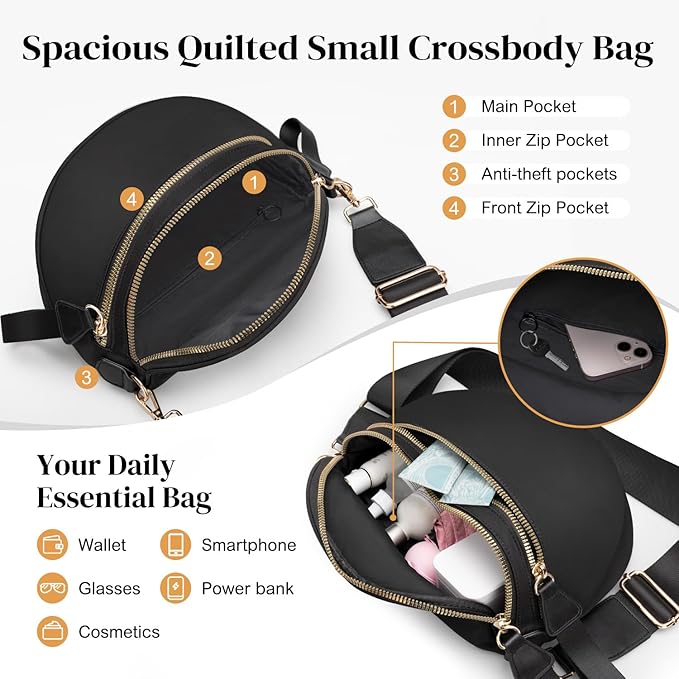 Spacious Nylon Checkered Crossbody Bum Bag for Women, Fashion Checkerboard Fanny Pack Purse with Anti-theft Pocket, Adjustable Wider Strap Wasit Bag