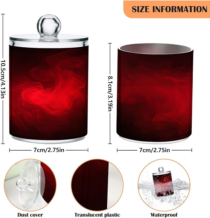 Gredecor 4 Pack Qtip Holder Clear Red Apothecary Jars with Lids Plastic Acrylic Bathroom Jars Vanity Countertop Canister Storage Organizer for Cotton Ball,Swabs,Pads,Floss