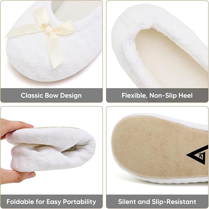ANLUKE Women's Ballerina Slippers Fuzzy House Shoes Memory Foam with Non-Slip Sole