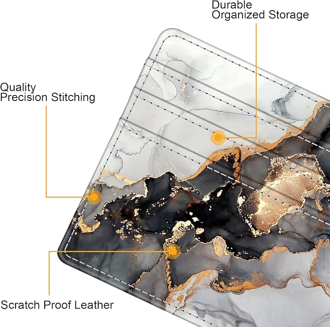 FINTIE Slim Minimalist Front Pocket Wallet, RFID Blocking Credit Card Holder Card Cases with ID Window for Men Women, cloudy marble