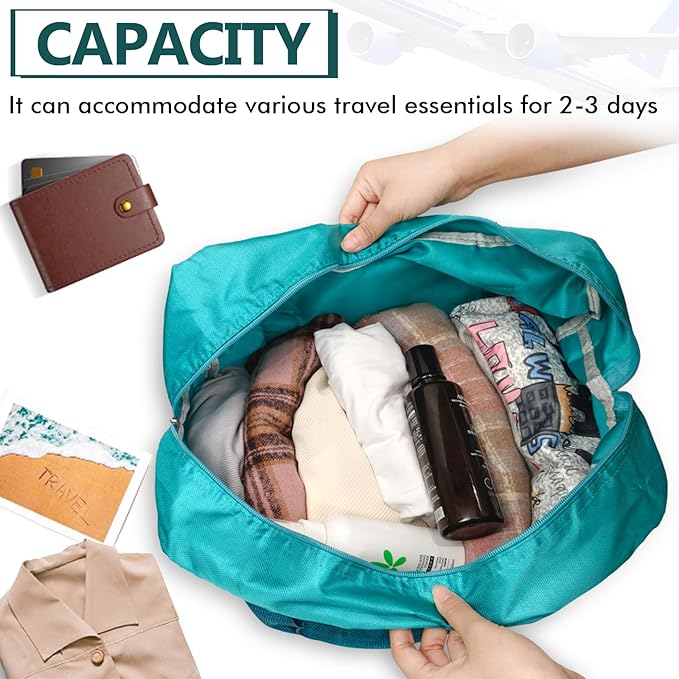 Travel Duffel Bag Lightweight Foldable Travel Bag for Women and Men Waterproof Tote Carry On Luggage Weekender Overnight Bag (Green)