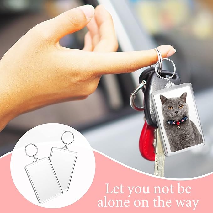 Yaomiao Acrylic Photo Frame Keychain Holder Photo Picture Insert Blank Keyring for DIY Craft