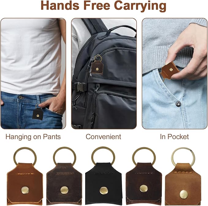 Jack&Chris Genuine Leather SD Card Holder Keychain, Anti-Shock Anti-Dust SD Card Case, Portable Camera Accessories for SD CF CFexpress Micro SD Nano SIM and Micro SIM Cards, Black