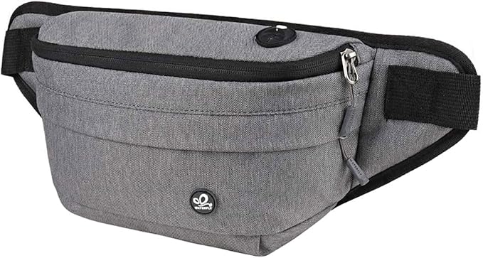 WATERFLY Running Belt Fanny Pack: Runner Marathon Jogging Waist Pack Sport Workout Exercise Fitness Phone Holder Belt for Men Women Jogger Slim Waistband Black