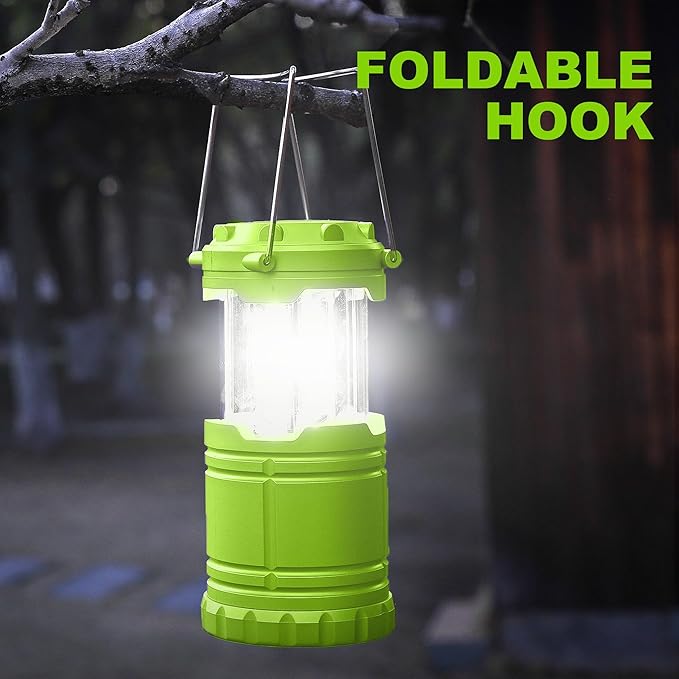 2-Pack Mini LED Green Camping Lanterns, Portable Camping Lights, Outdoor Handled Lamps, Essential Emergency Lights for Power Outages, Hiking, Hurricane