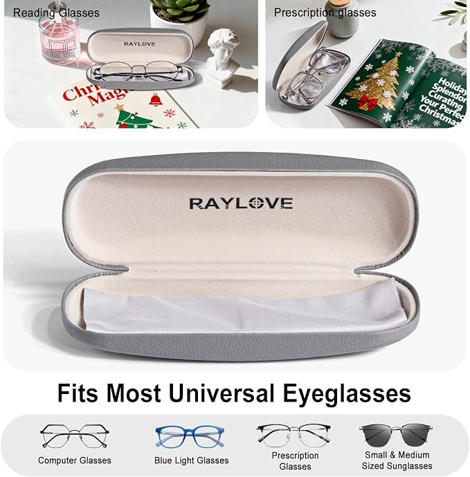 RayLove Unisex Hard Shell Eyeglasses Cases, Protective Case For Glasses