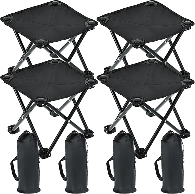 4 Pack Portable Airplane Foot Rest Folding Travel Foot Stool Under Desk Foot Rest for Office Long Flight Compact Camping Stool with Carry Bags for Travel Hiking Fishing
