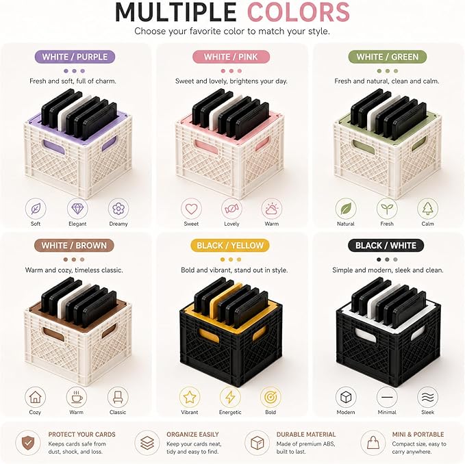 Mini Milk Crate SD Card Holder, Compact 8 Slot Memory Card Organizer for SD SDHC SDXC Cards, Portable Camera Card Storage Case for Desk Setup, Travel, Photography Gear and Workspace (A Set, SD)