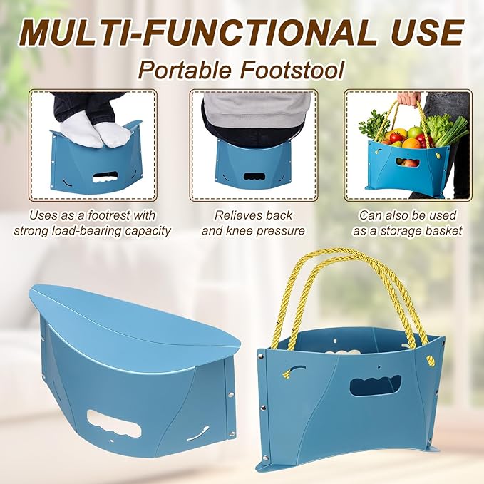 PATIKIL Travel Foot Rest, 2 Pack Portable Airplane Footrest with Handbag Function Lightweight Foldable Foot Stool to Relieve Back & Knee Pain for Long Flight Outdoor Camping, Yellow