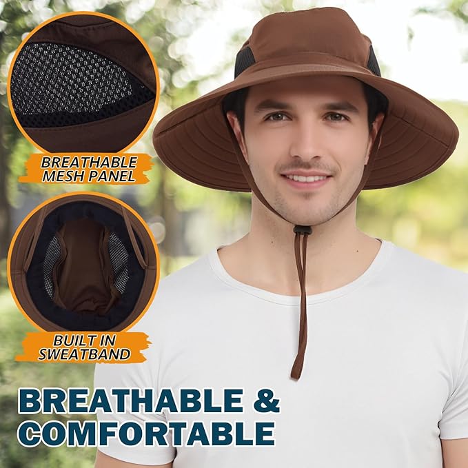 EINSKEY Wide Brim Sun Hat, UPF 50+ UV Protection Waterproof Packable Bucket Hat for Men & Women, Fishing Hiking Beach Garden