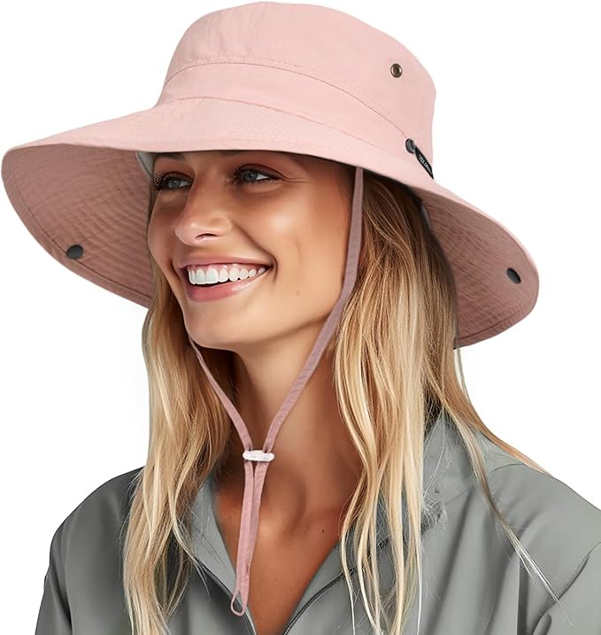 FURTALK Sun Hats for Women Ponytail UPF 80+ Beach Summer Hat Wide Brim Packable Cowboy Hat