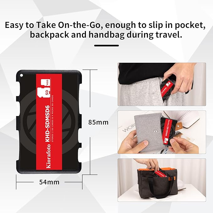 Kiorafoto KHD-SDMSD6 Easy Carry 4+2 Slots Slim Credit Card Size Lightweight Portable SD TF MSD Memory Card Case Storage Keeper Holder for 4 SD SDHC SDXC + 2 TF MSD Microsd Microsdhc Microsdxc Cards