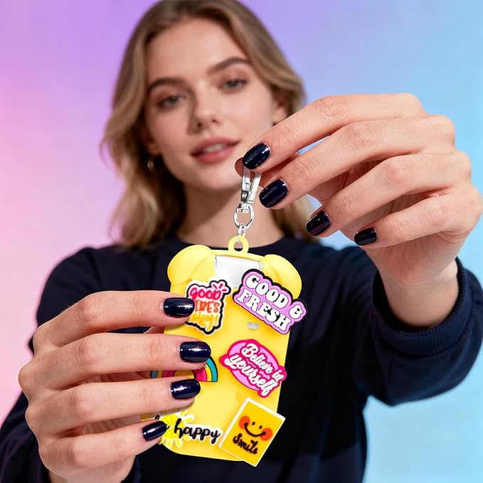 Metyond Dog Silicone Case for Touchland Hand Sanitizer Spray Power Mist 1 FL OZ/30ML for Touchland Case with Keychain, with Cute Charms Accessory Cute Travel Case (1PCS Yellow)