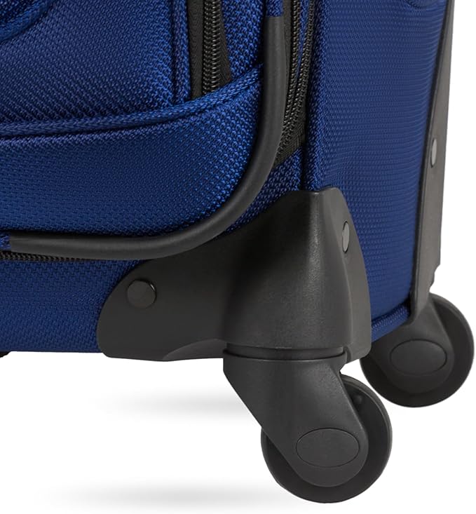 SWISSGEAR Sion Softside Expandable Spinner Luggage Durable Lightweight Travel Suitcase, Blue, Checked-Medium