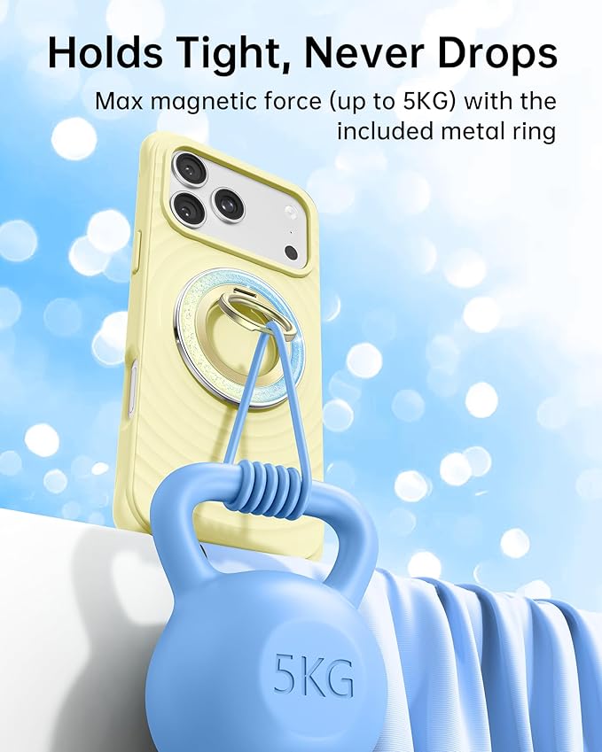 SYNCWIRE Magnetic Phone Ring Holder for MagSafe - Phone Grip Stand with 360° Rotation Finger Ring Kickstand Compatible with iPhone 17 16 15 14 13 12 Pro Max MagSafe Accessories,Golden Horizon