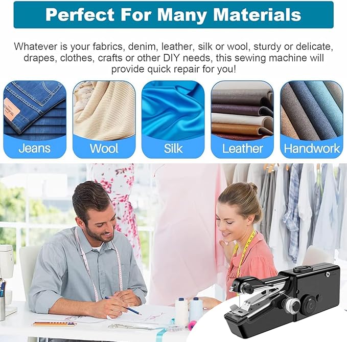 Handheld Sewing Machine for Beginners, Mini Sewing Machine for Quick Stitching with Sewing Kits Suitable for Home,Travel,DIY(Black)