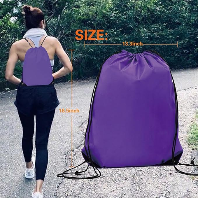 CODOBON 20 Pcs Drawstring Backpack Bulk Draw String Bags Cinch Polyester Bag for Gym Sport, Purple