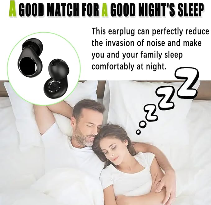 Ear Plugs for Sleeping, 45dB Noise Cancelling & Reusable Silicone Earplugs - Noise Reduction for Snoring, Concerts, Airplane Travel, Side Sleepers, Includes 6 Tips (Obsidian) (Black)