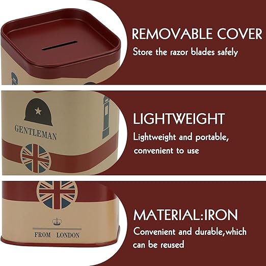 4 Pack Razor Blade Disposal Container for Safety Razor Blade, Detachable Safe Blade Bank for Used Leaf Razor, Large Capacity Razor Iron Disposal Case (Red)