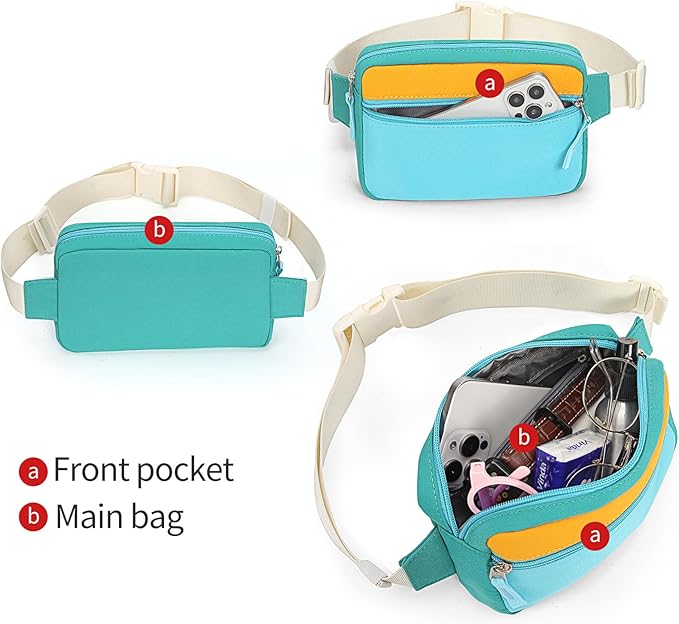 Fanny Pack Birthday Graduation Gifts for 7 8 9 10 11 12 13 Year Old Teen Girls Her Kids, Preppy Cute Trendy Stuff Colorblock Crossbody Bag Adjustable Belt Bags for Travel Essentials