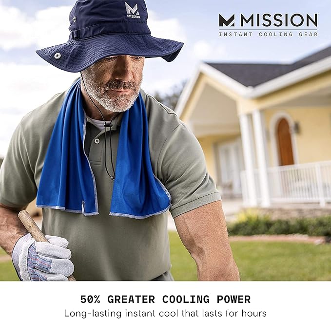 MISSION Max Plus Cooling Towel- Soft, Durable Microfiber - Cools Up to 3 Hours - UPF 50 Sun Protection - Machine Washable