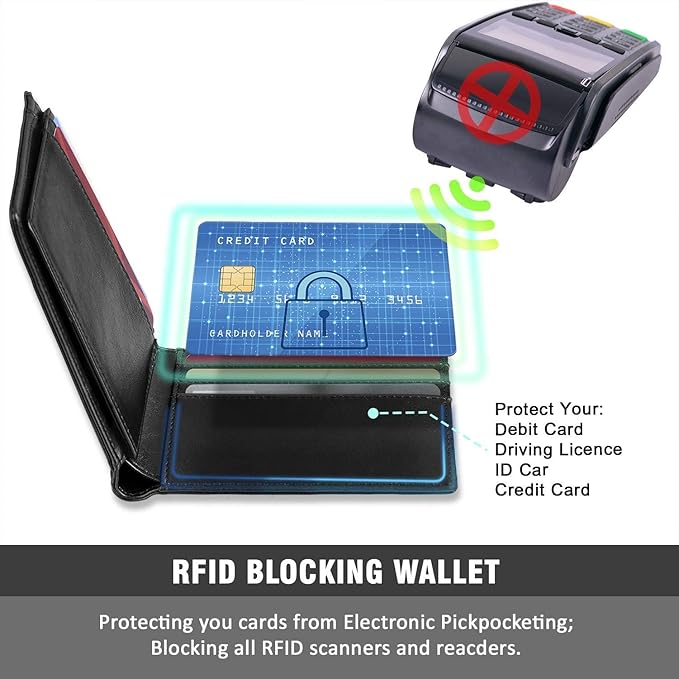 RUNBOX Wallet for Men -Slim Rfid Leather Mens Bifold Novelty Wallets 2 ID Window With Gift Box Men's Accessories | Slim