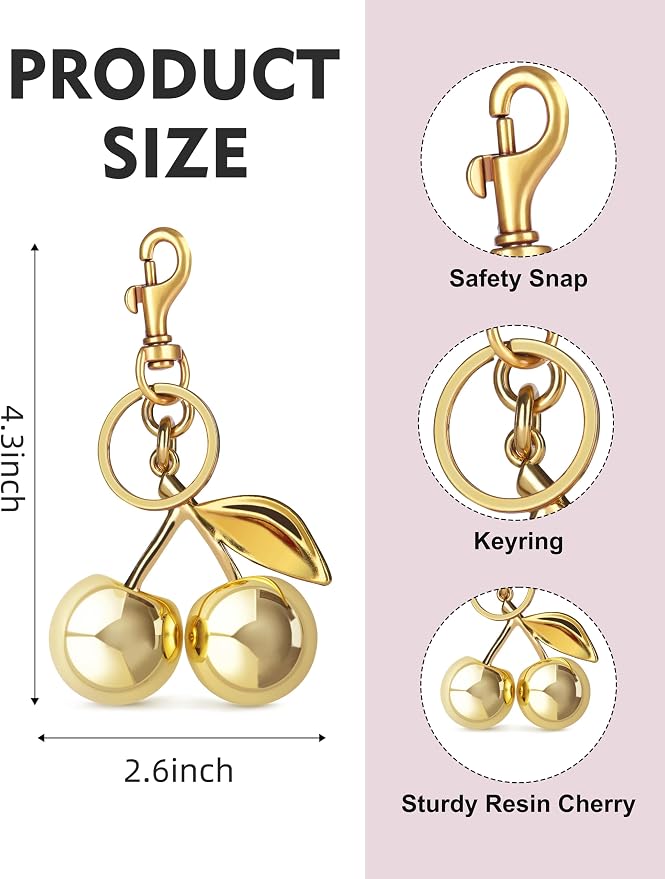 OVRUNS Cherry Bag Charm Cute Cherry Accessories Sparkling Purse Charms for Women