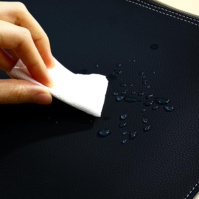 PU Leather A4 File Folder Zipper Document Holder Envelope Folder Case for Receipt Contract (Blue)