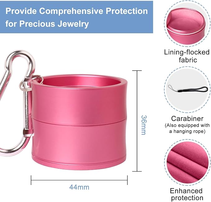 Mini Travel Ring Holder Keychain, Portable Jewelry Holder Keychain with Protective Sponge, Small Necklace Earrings Case for Gym Sports Bag Purse