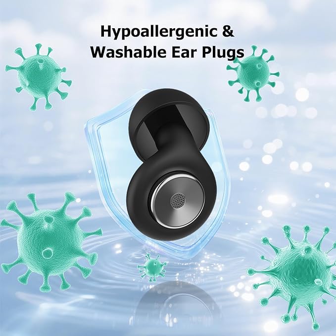 Ear Plugs for Sleeping, 50dB Noise Cancelling Ear Plugs for Noise Reduction, Reusable Silicone Sleeping Earplugs for Snoring, Concert, Shooting & Plane Travel with 8 Eartips Case