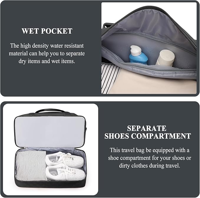 Weekender Bags for Women, Carry on Overnight Weekend Travel Duffel Bag with Shoes Compartment &Toiletry Bag, Personal Item Bag for Travel Business Trips Sport Hospital