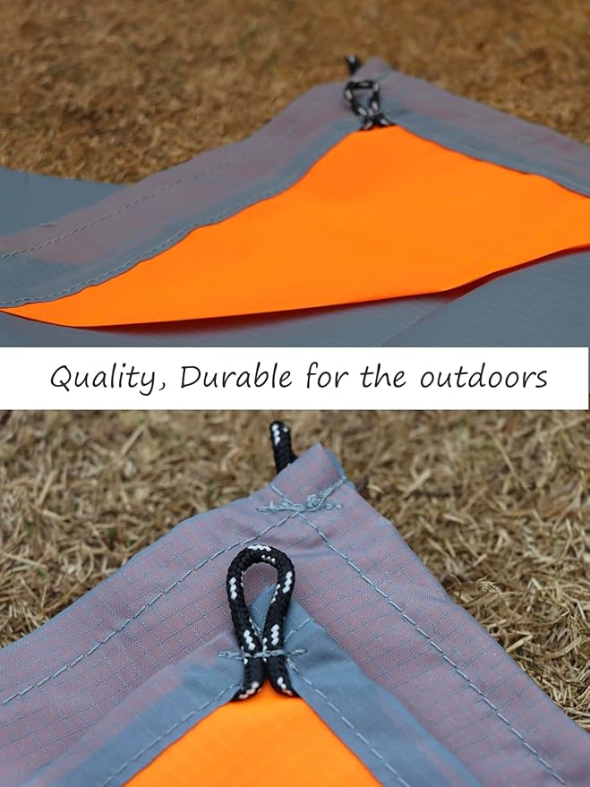Orga'Neat Pocket Picnic Blanket, Beach Mat Waterproof Sandproof, Compact Lightweight Small Tarp for Camping, Hiking, Backpacking, Festival, Travel, Foldable in Bags (Grey/Orange, 55"x39")