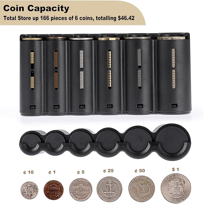 BSTKEY US Coin Holder Coin Dispenser with Water Bottle Holder, Fanny Pack with Banknote Waiters Purse Coin Sorter Coin Organizer, Black Coin Storage Bag with Belt for Waitress Serve Hiking Walking