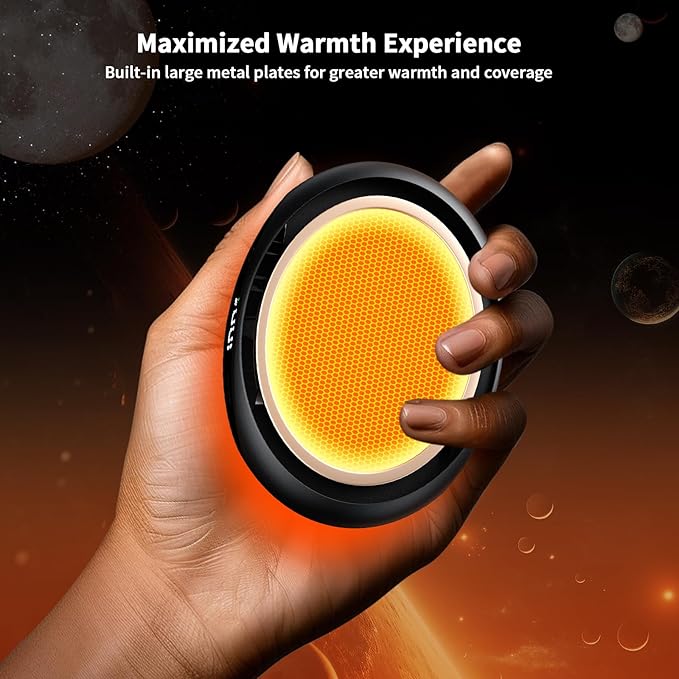 Hand Warmers Rechargeable 2 Pack, AI Temperature Control Electric Handwarmers, Stone Shape Portable Pocket Heater, Great Gift for Christmas Hunting, Golf, Camping Black